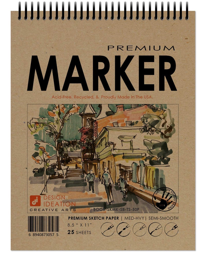 Design Ideation Brand Marker Sketchbook : Premium Paper Spiral Bound Book for Pencil, Ink, Marker, Charcoal and Watercolor Paints. Great for Art, Design and Education. (8.5" x 11") - Image 1